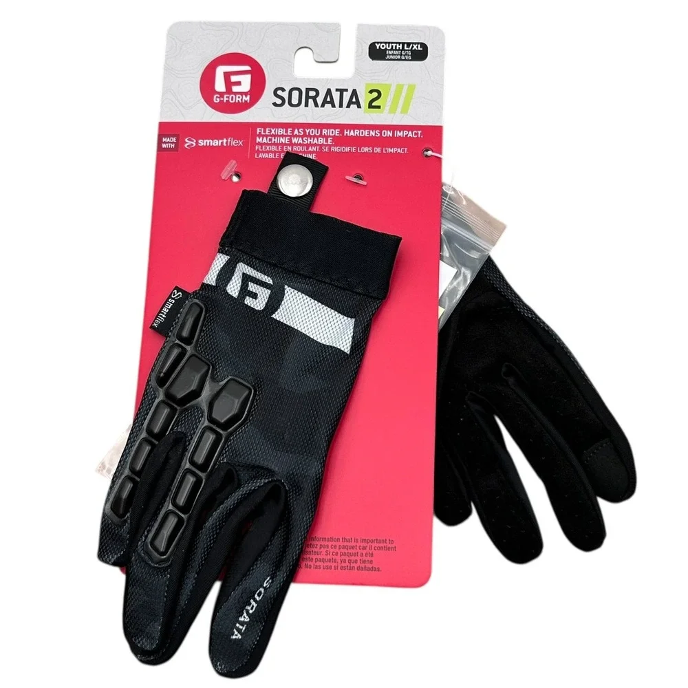 G-Form Sorata 2 Youth Boys Girls MTB Mountain Bike Cycling Gloves Sz L/XL‎ Black
